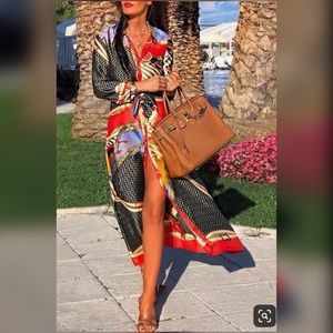 Zara - Green and Red Maxi Belt Dress